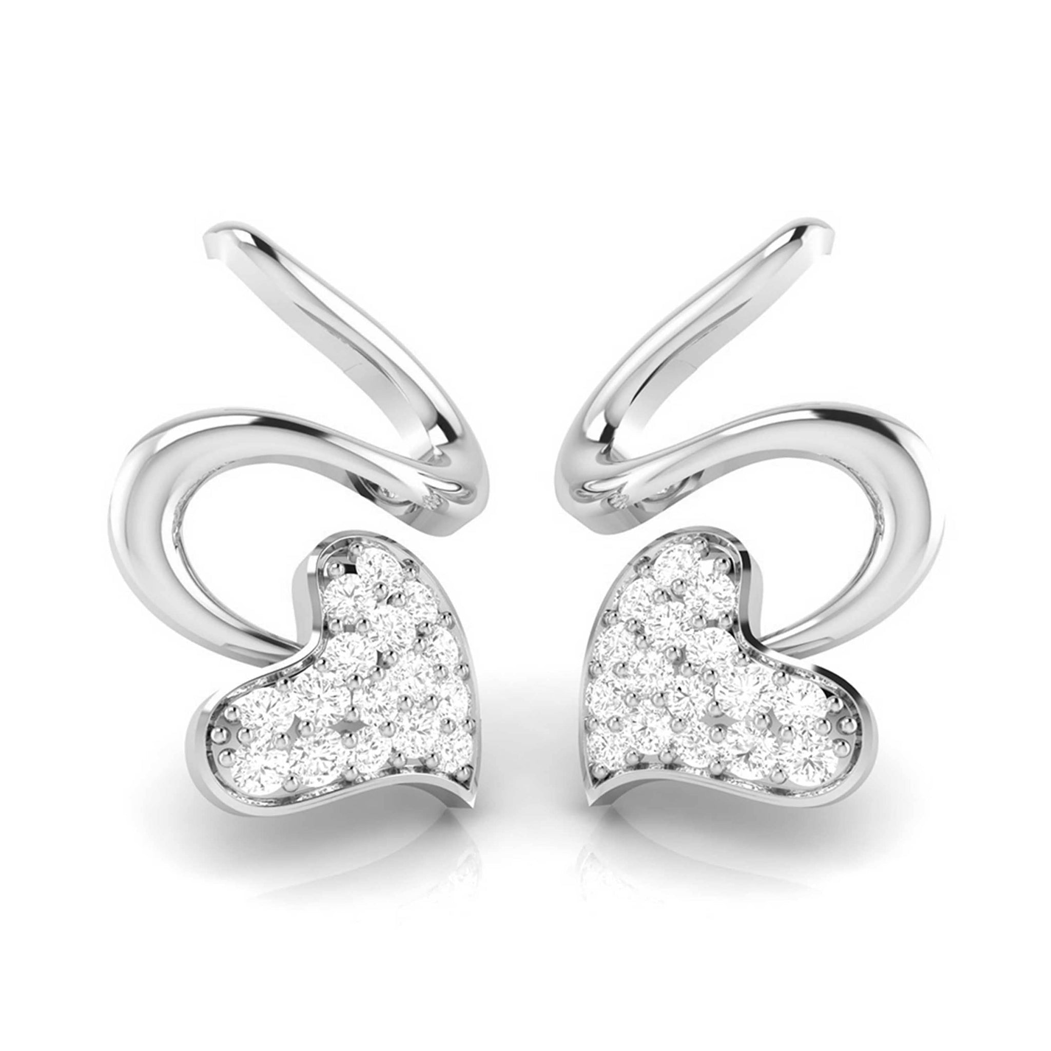 Jewelove™ Earrings Platinum Diamond Heart Earrings for Women JL PT E BT 41-G