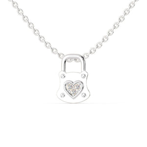 Jewelove™ Pendants SI IJ Platinum Diamond Heart Lock Pendant for Women JL PT P 1211