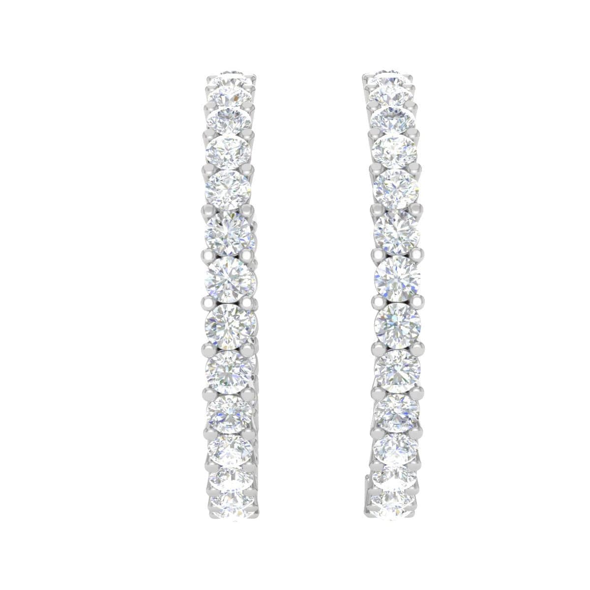 Jewelove™ Earrings SI IJ Platinum Diamond Hoop Bali Earrings for Women JL PT E DH RD 109