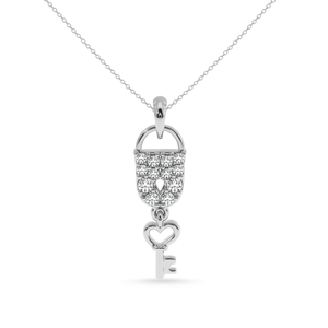 Jewelove™ Pendants SI IJ Platinum Diamond Lock Key Pendant for Women JL PT P LC915