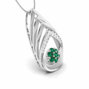 Jewelove™ Pendants Platinum Diamond Pendant Emerald for Women JL PT P NL8657