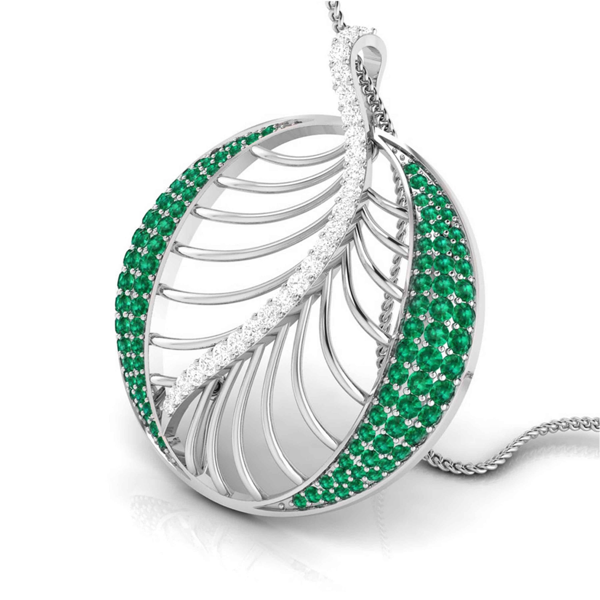 Jewelove™ Pendants Platinum Diamond Pendant Emerald for Women JL PT P NL8661