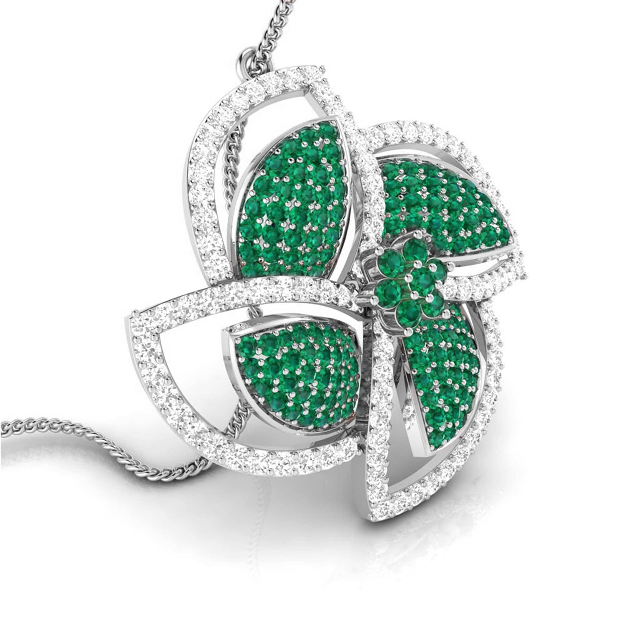 Jewelove™ Pendants Platinum Diamond Pendant Emerald for Women JL PT P NL8663