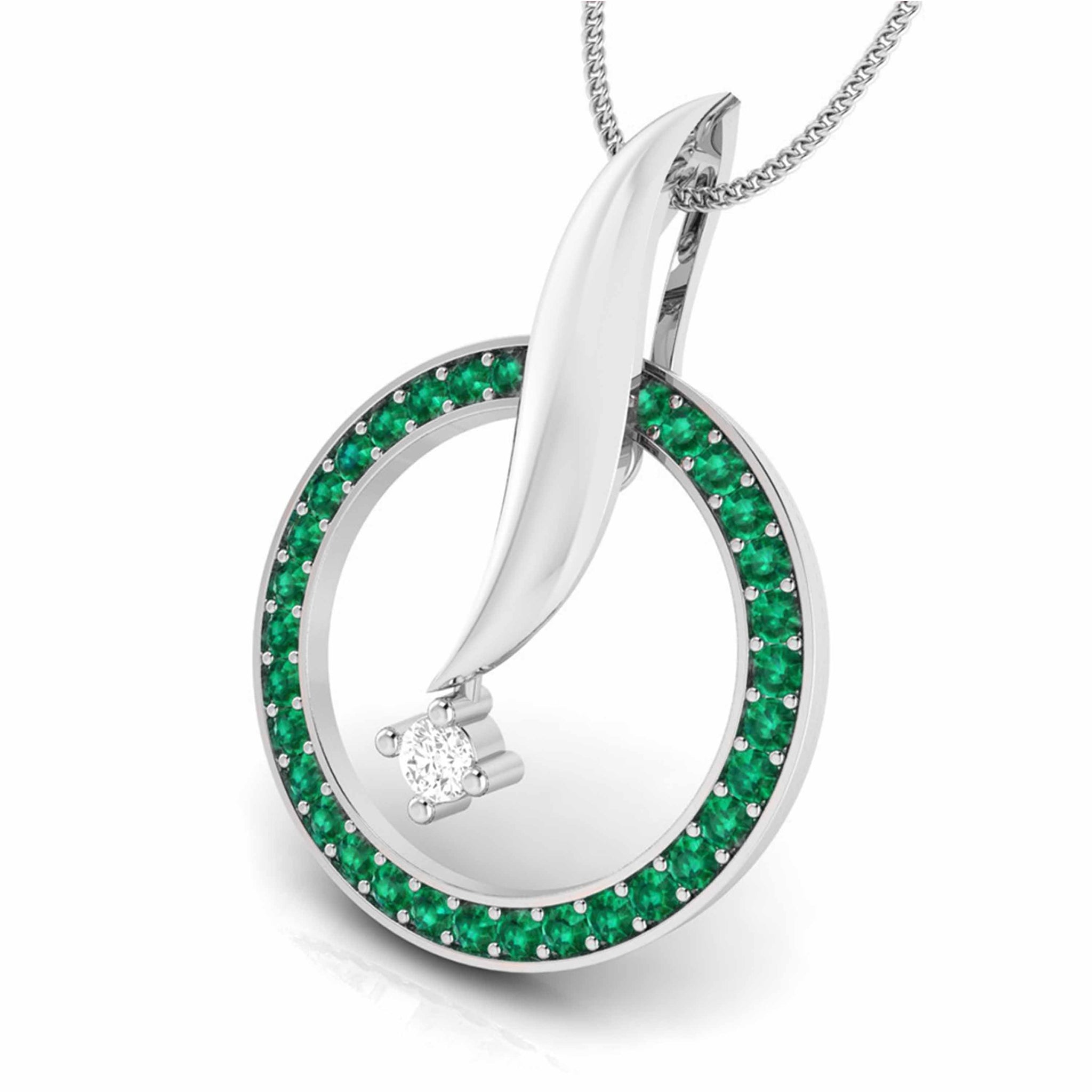 Jewelove™ Pendants Platinum Diamond Pendant Emerald for Women JL PT P NL8682