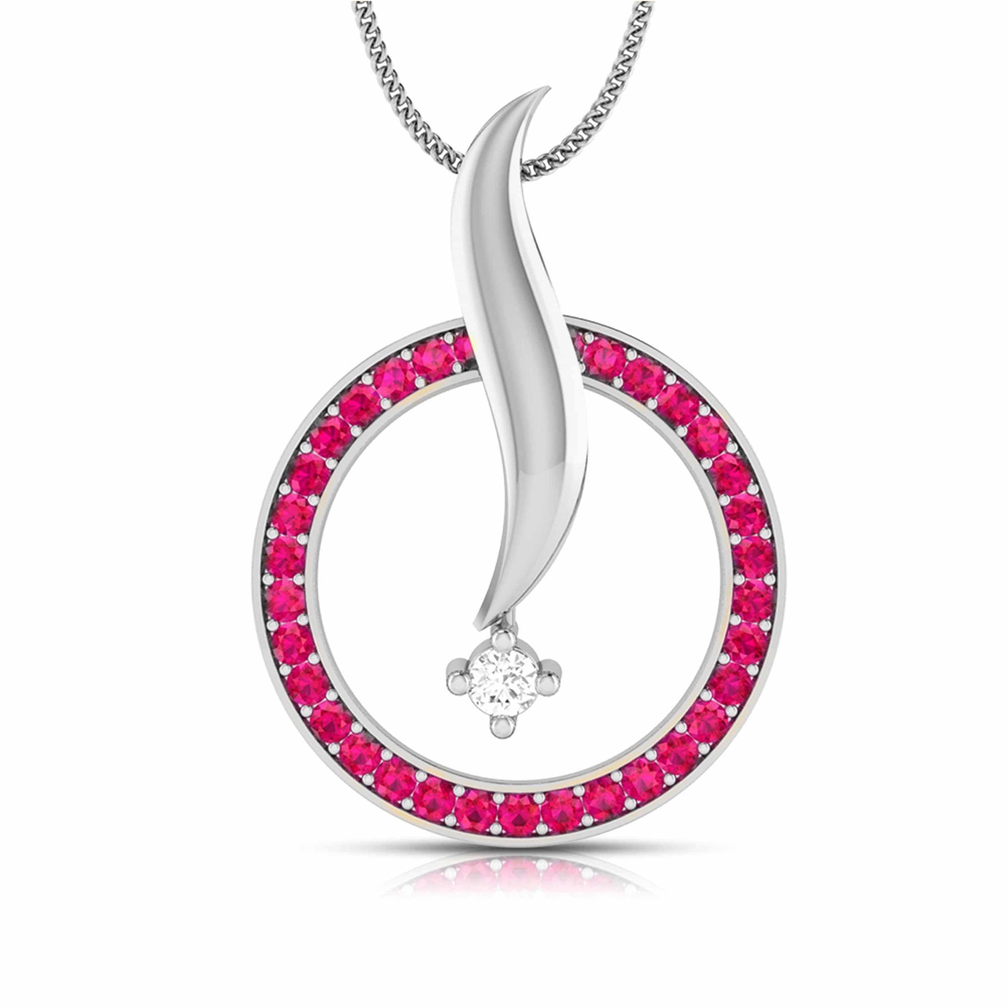 Jewelove™ Pendants Red Platinum Diamond Pendant Emerald for Women JL PT P NL8682