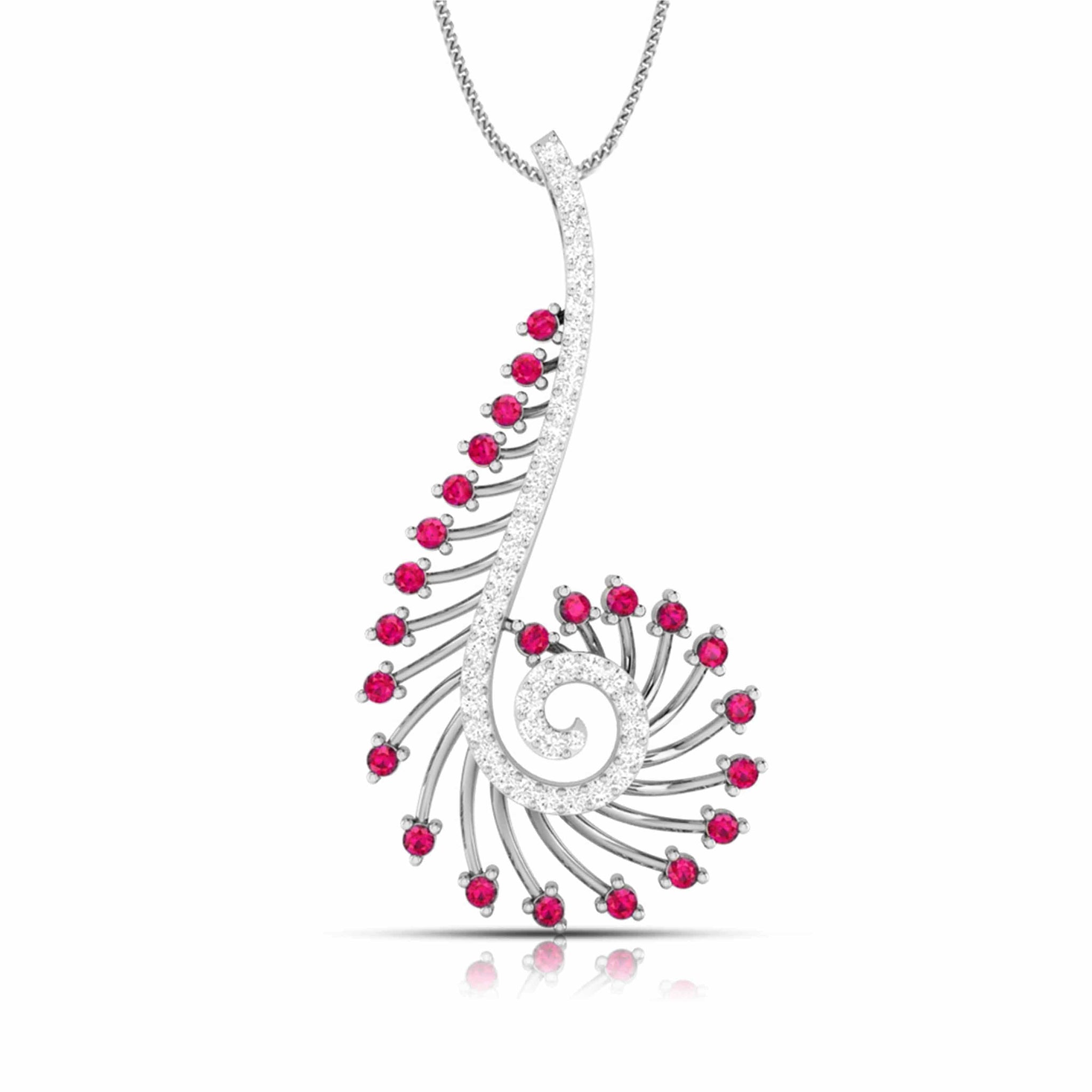 Jewelove™ Pendants Red Platinum Diamond Pendant for Women JL PT P NL8585