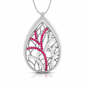 Jewelove™ Pendants Red Platinum Diamond Pendant for Women JL PT P NL8606