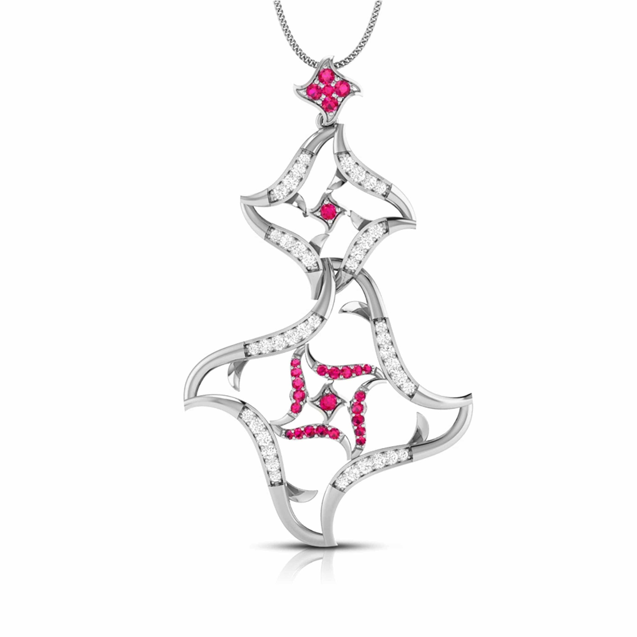 Jewelove™ Pendants Red Platinum Diamond Pendant for Women JL PT P NL8644