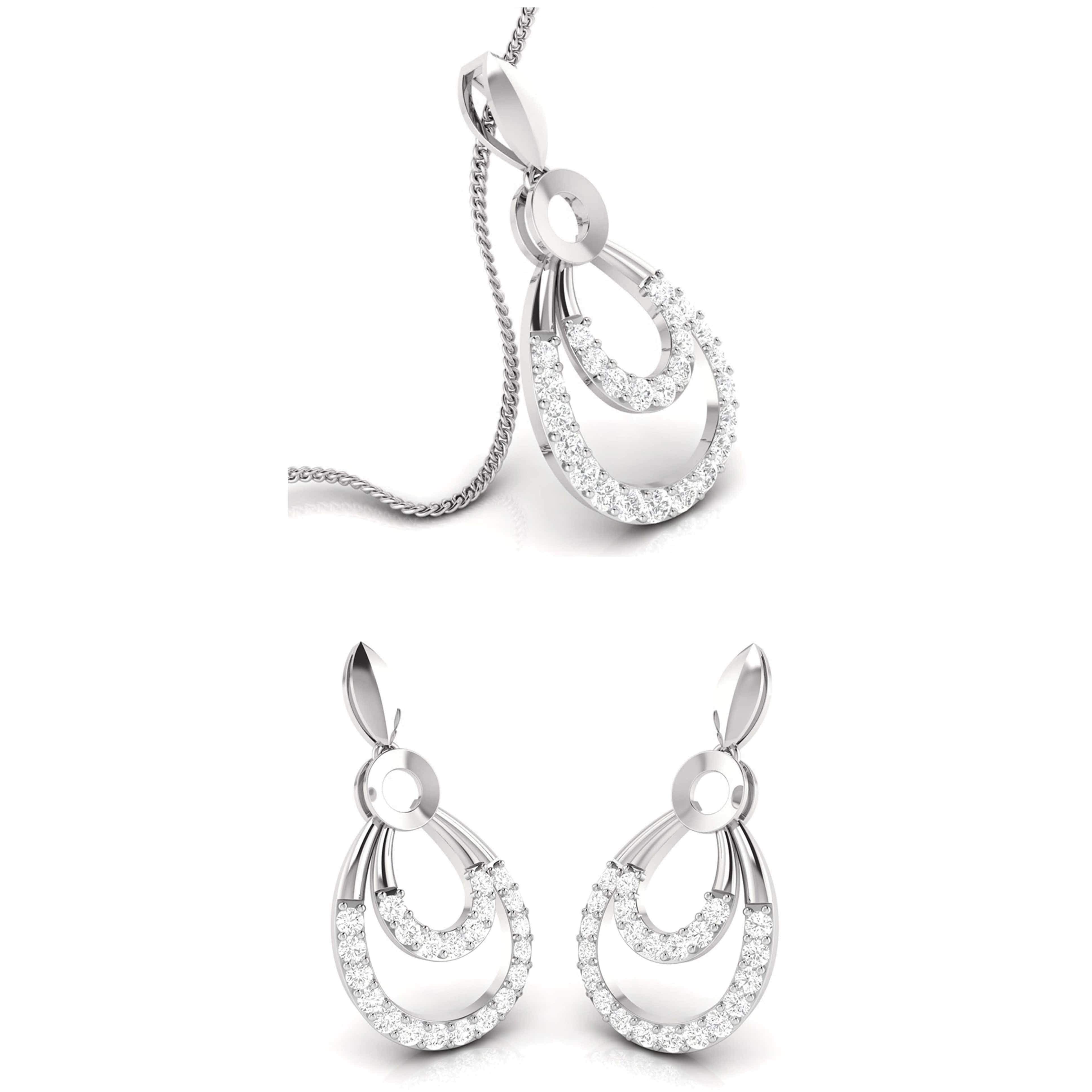 Simulated Diamond Necklace Earrings Set 18K White Gold Filled Over Bridal  Jewel | eBay