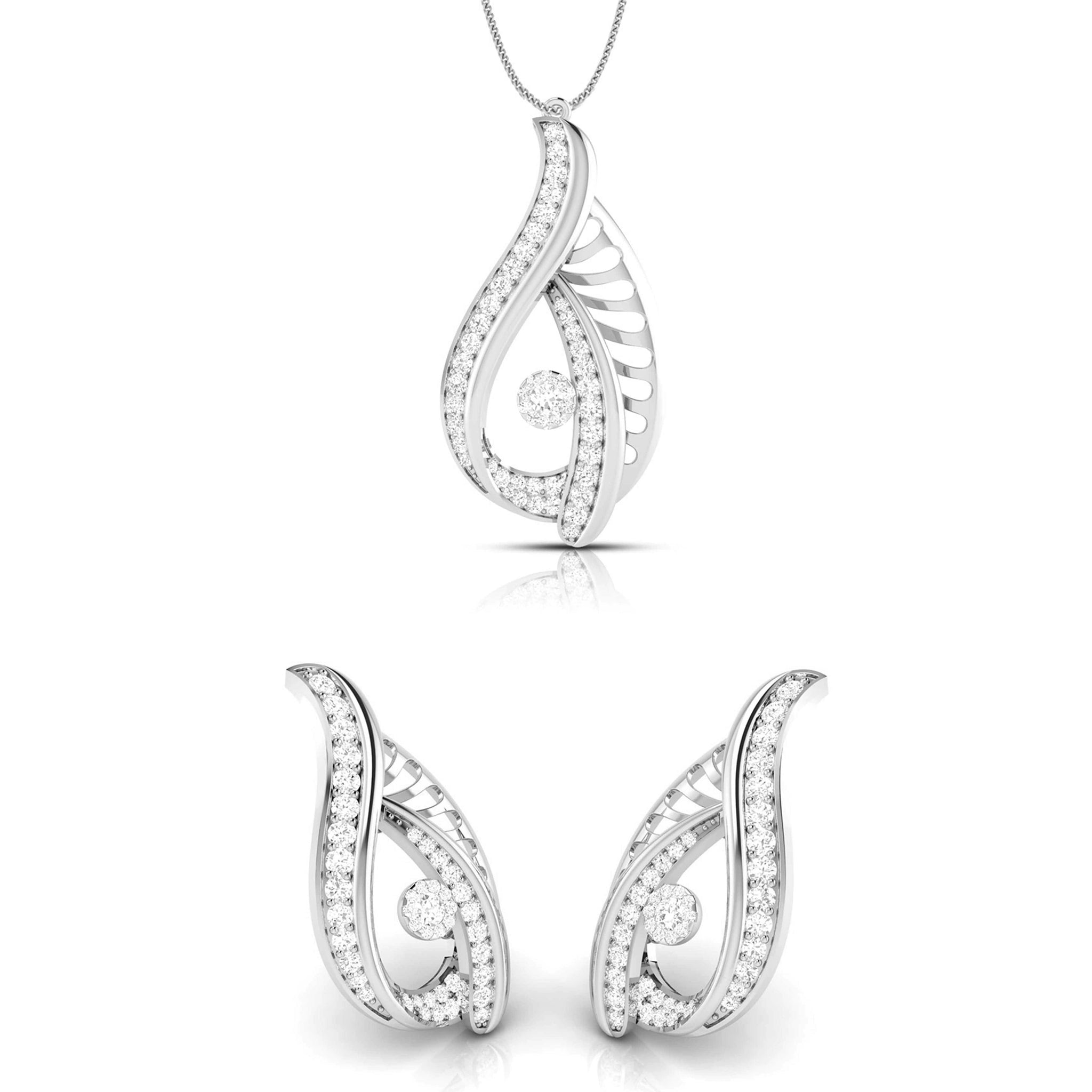 Jewelove™ Pendants & Earrings Platinum Diamond Pendant Set for Women JL PT P NL 8512