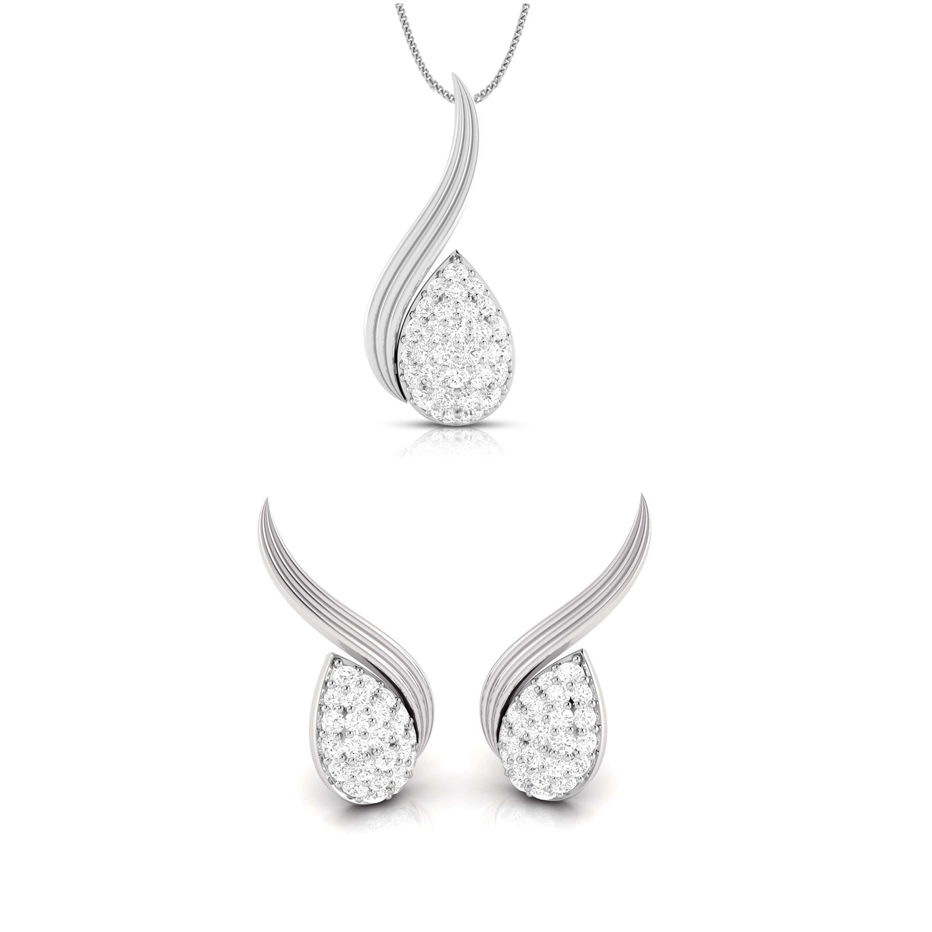 Dainty Beauty Diamond Pendant and Earrings Set