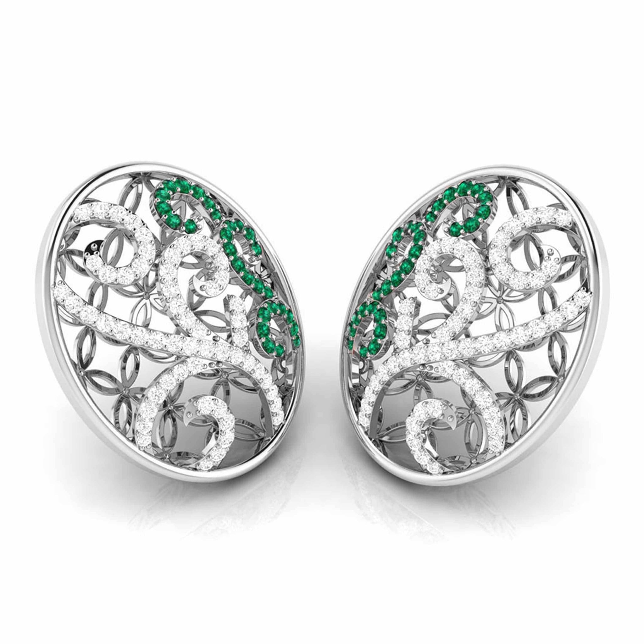 Jewelove™ Pendants & Earrings Platinum Diamond Pendant Set with Emerald JL PT PE NL8605E