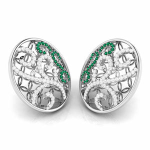 Jewelove™ Pendants & Earrings Platinum Diamond Pendant Set with Emerald JL PT PE NL8605E