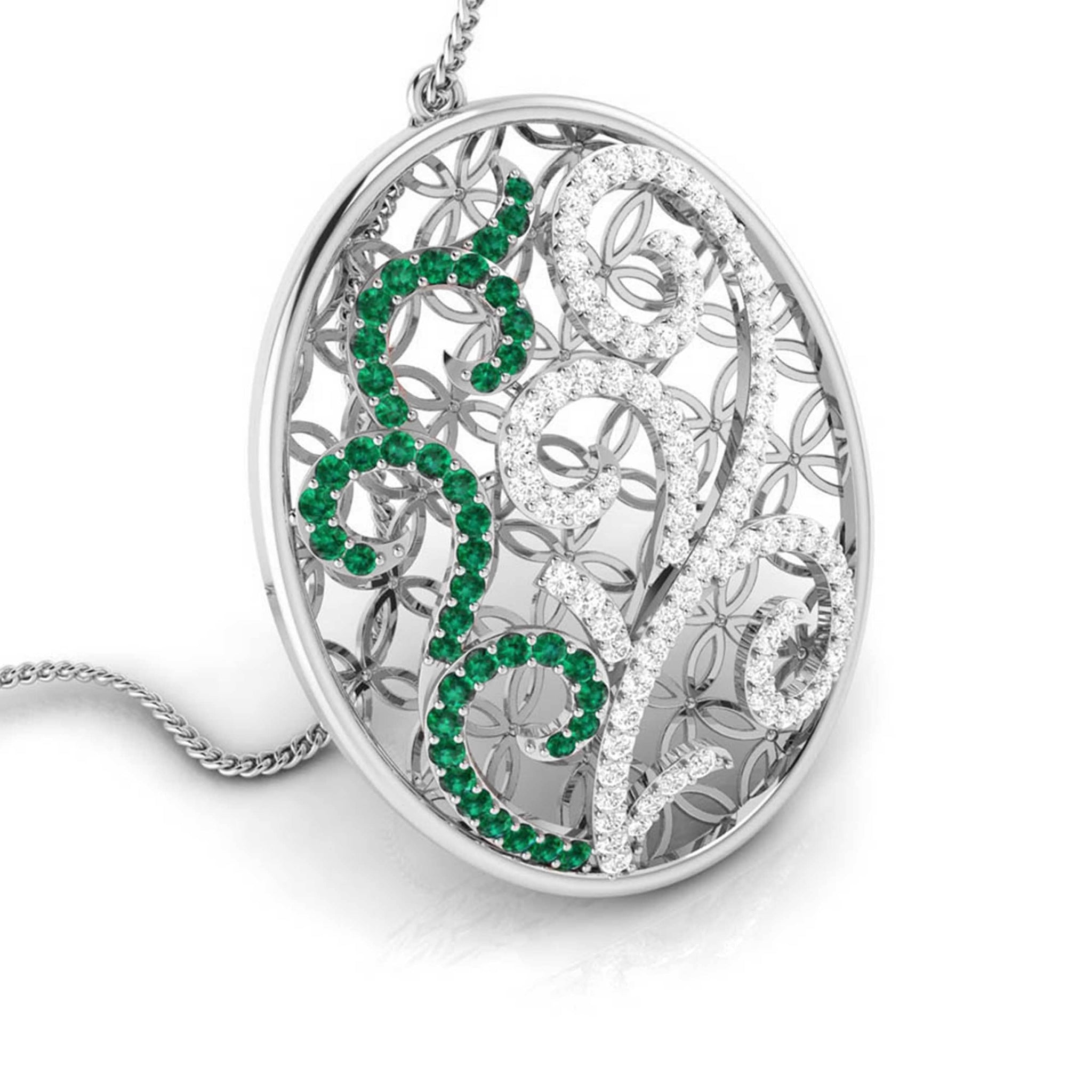 Jewelove™ Pendants & Earrings Platinum Diamond Pendant Set with Emerald JL PT PE NL8605E