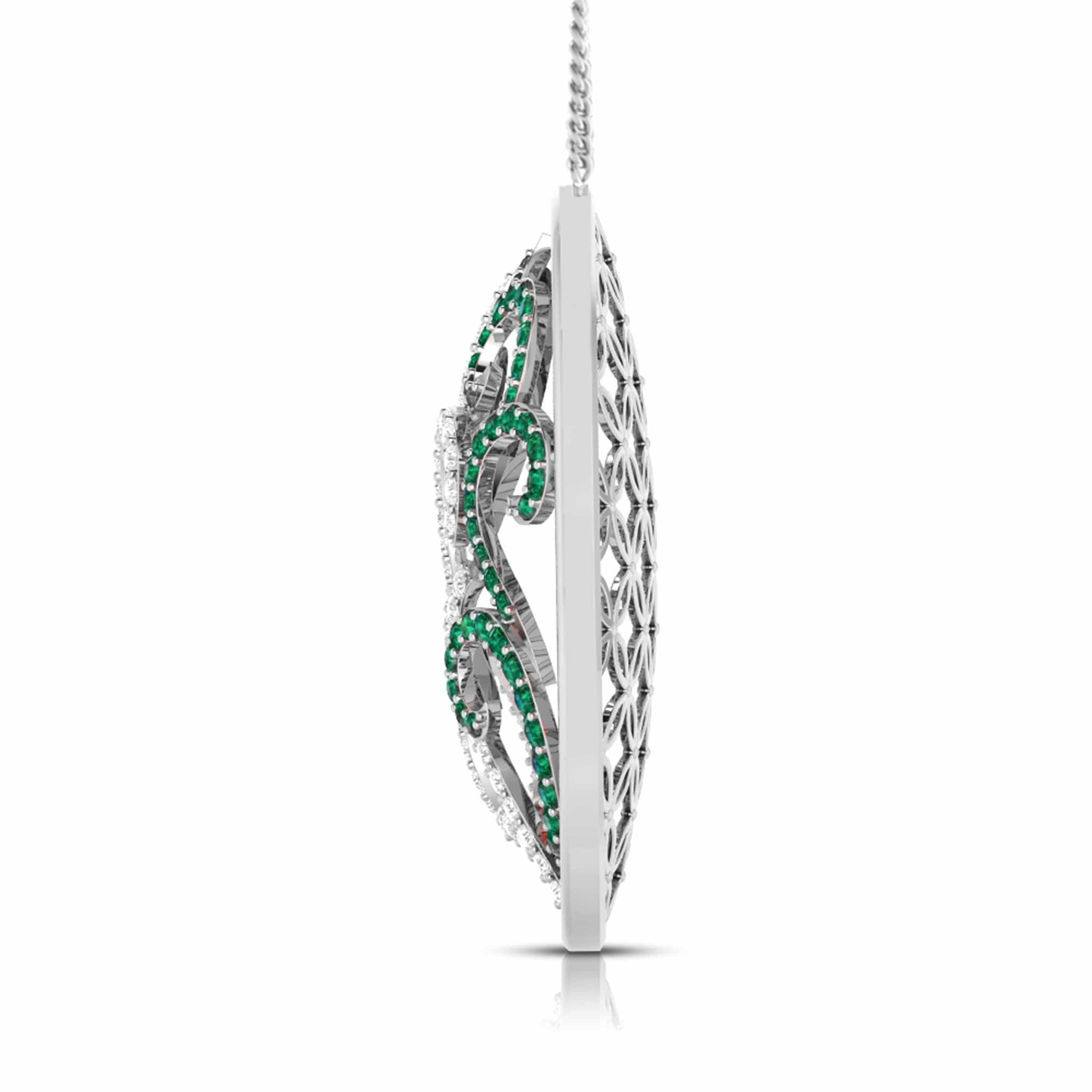 Jewelove™ Pendants & Earrings Platinum Diamond Pendant Set with Emerald JL PT PE NL8605E