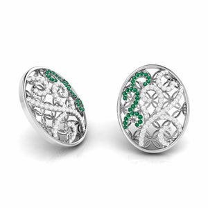 Jewelove™ Pendants & Earrings Platinum Diamond Pendant Set with Emerald JL PT PE NL8605E