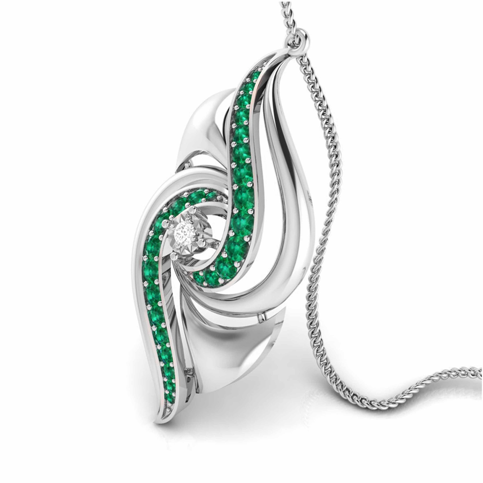 Jewelove™ Pendants Platinum Diamond Pendant with Emerald for Women JL PT P NL8674