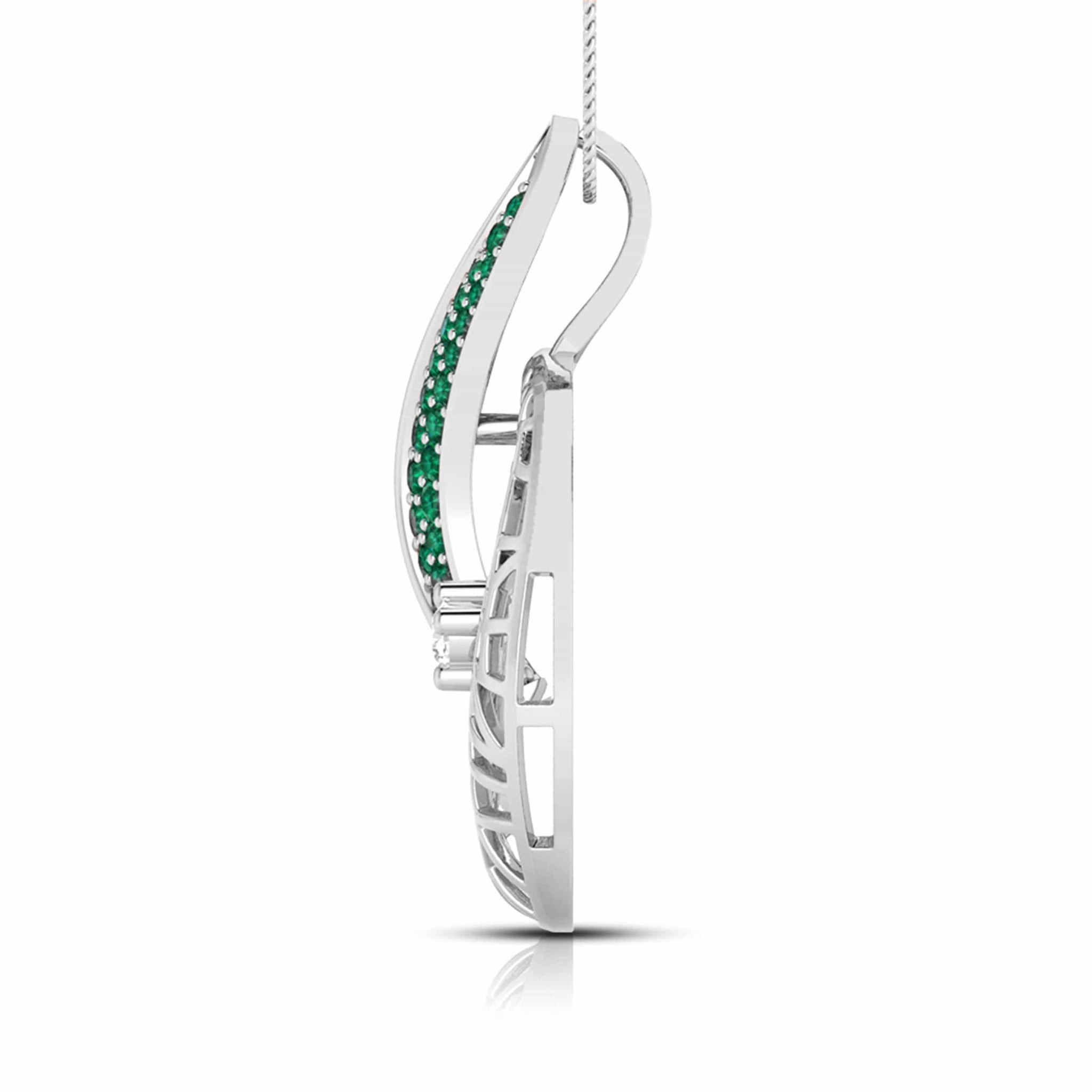 Jewelove™ Pendants Platinum Diamond Pendant with Emerald for Women JL PT P NL8676