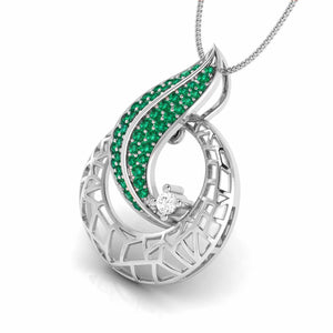 Jewelove™ Pendants Platinum Diamond Pendant with Emerald for Women JL PT P NL8676