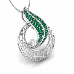 Jewelove™ Pendants Platinum Diamond Pendant with Emerald for Women JL PT P NL8676