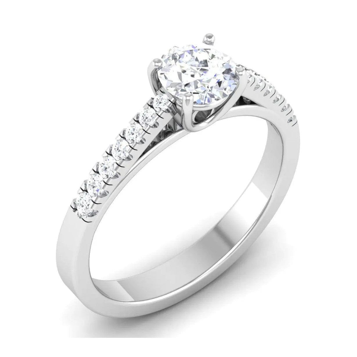 Jewelove™ Rings Platinum Diamond Solitaire Mounting with Diamond Shank JL PT 485-M