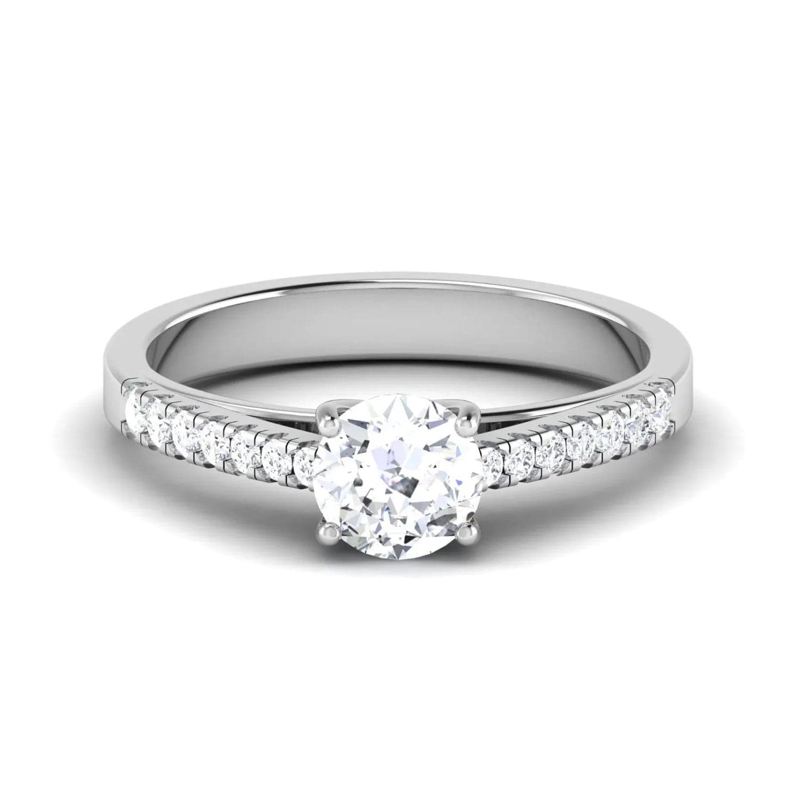 Jewelove™ Rings Platinum Diamond Solitaire Mounting with Diamond Shank JL PT 485-M