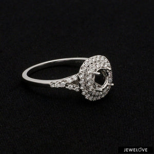 Jewelove™ Rings Women's Band only / SI IJ Platinum Double Halo Diamond Split Shank Mounting Ring JL PT 1268-M