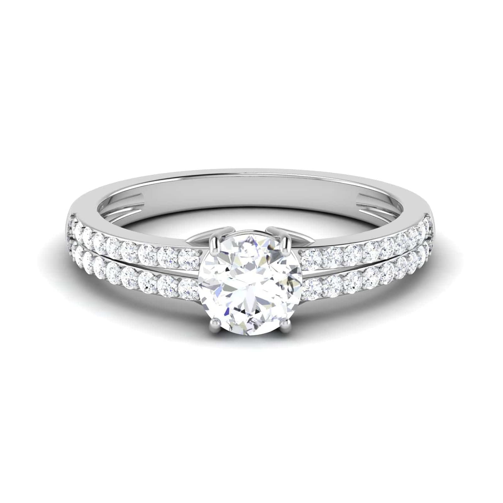 Jewelove™ Rings Platinum Double Shank Diamond Solitaire Setting for 1 Carat Diamond JL PT 7002-M