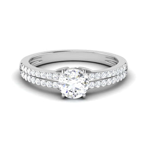 Jewelove™ Rings Platinum Double Shank Diamond Solitaire Setting for 1 Carat Diamond JL PT 7002-M