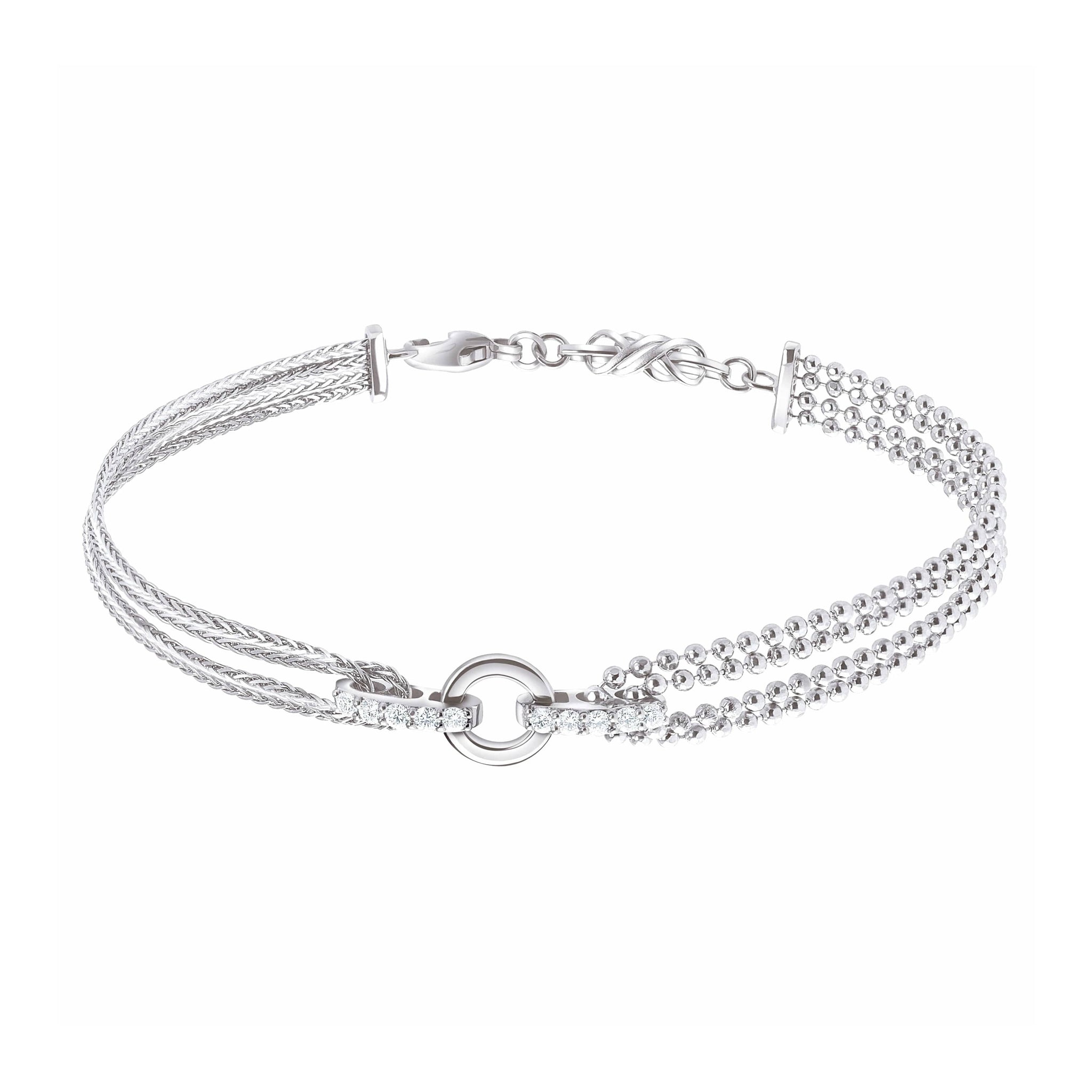 Jewelove™ Bangles & Bracelets Platinum Evara Indo-Western Diamond Bracelet for Women JL PTB 638