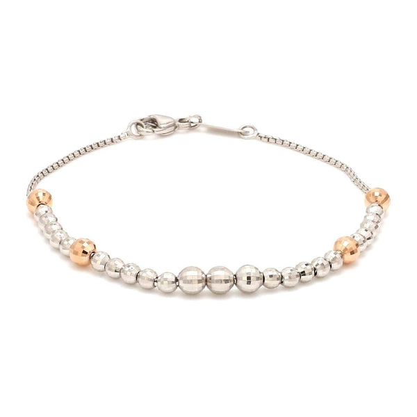 Jewelove™ Bangles & Bracelets Platinum Evara | Rose Gold Bracelet with Diamond Cut Balls for Women JL PTB 826