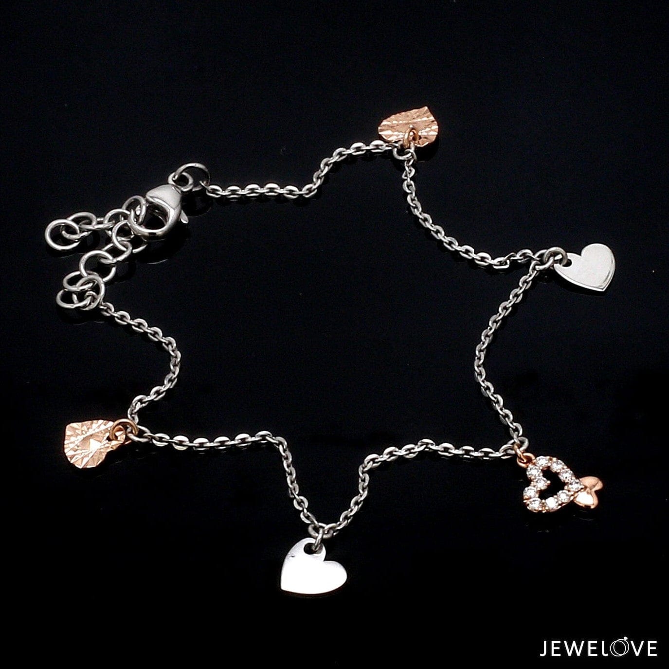 Jewelove™ Bangles & Bracelets Platinum Evara | Rose Gold Diamond Bracelet for Women JL PTB 738