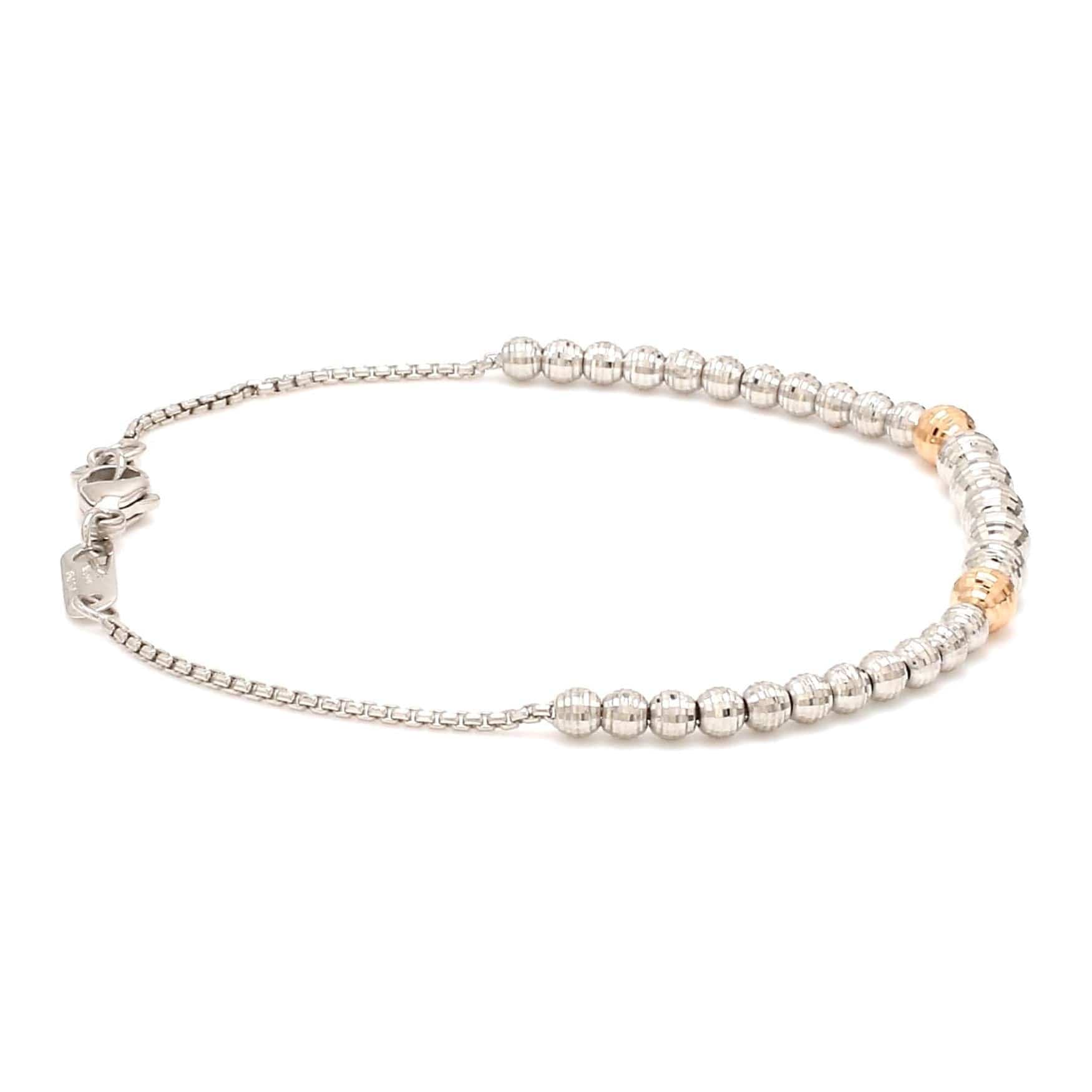 Jewelove™ Bangles & Bracelets Platinum Evara | Rose Gold Fusion Bracelet with Diamond Cut Balls for Women JL PTB 825