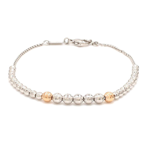 Jewelove™ Bangles & Bracelets Platinum Evara | Rose Gold Fusion Bracelet with Diamond Cut Balls for Women JL PTB 825