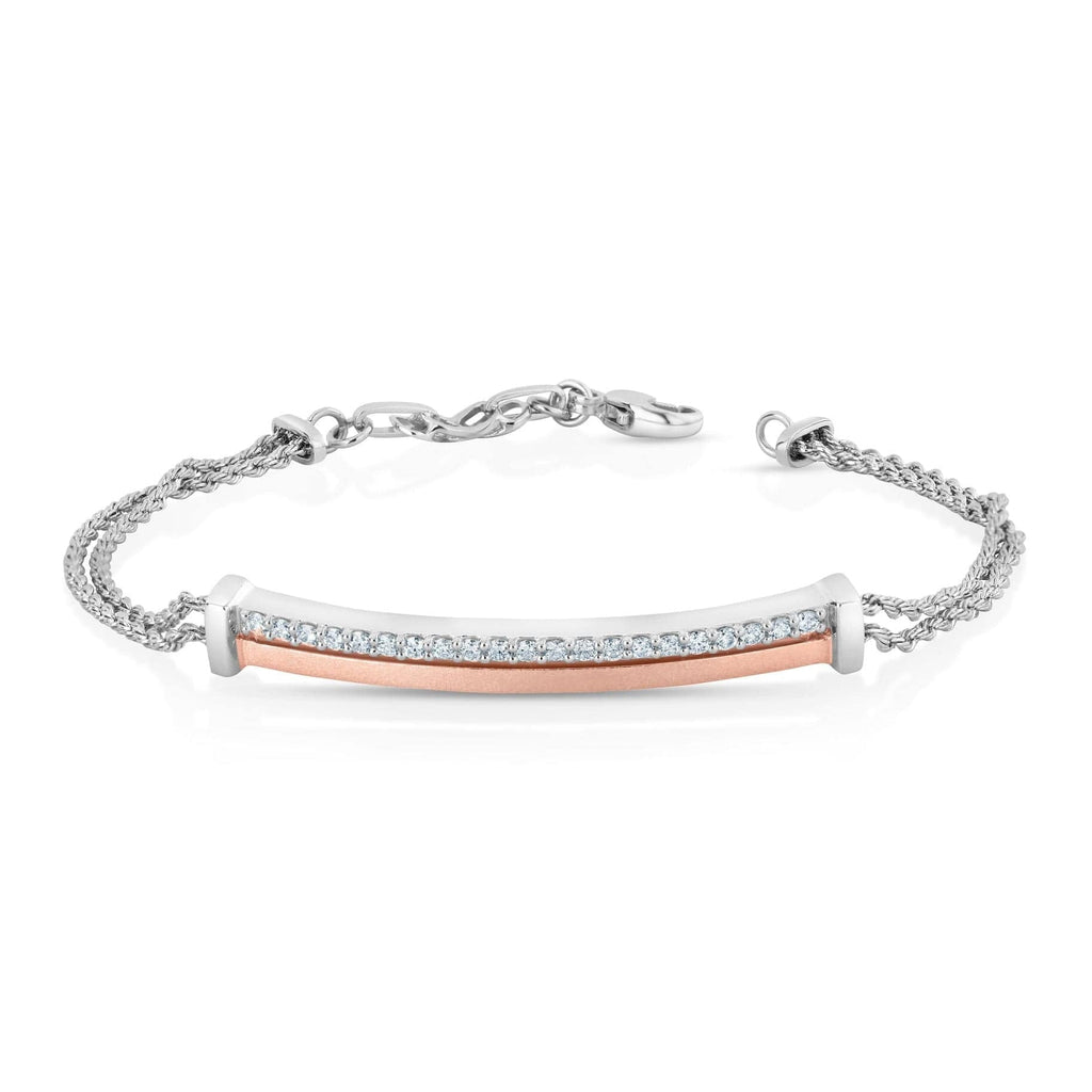 Jewelove™ Bangles & Bracelets Platinum Evara Rose Gold Fusion Diamond Bracelet for Women JL PTB 758