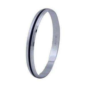 Jewelove™ Bangles & Bracelets 45 grams Platinum Gents Kada for Men with Black Enamel SJ PTO 603