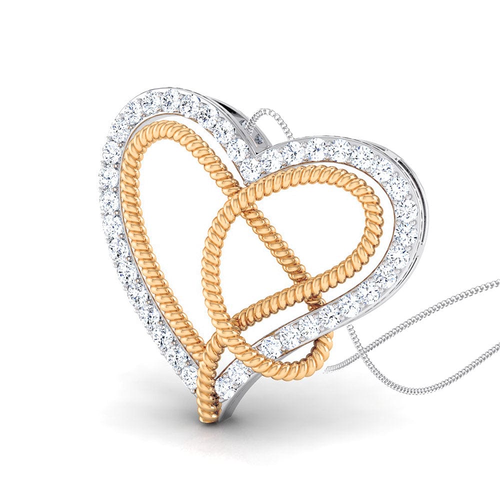 Jewelove™ Pendants Platinum & Gold Double Heart Pendant with Diamonds JL PT P 8084