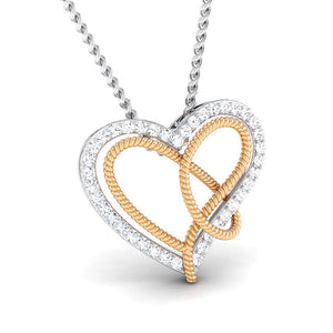 Jewelove™ Pendants Platinum & Gold Double Heart Pendant with Diamonds JL PT P 8084