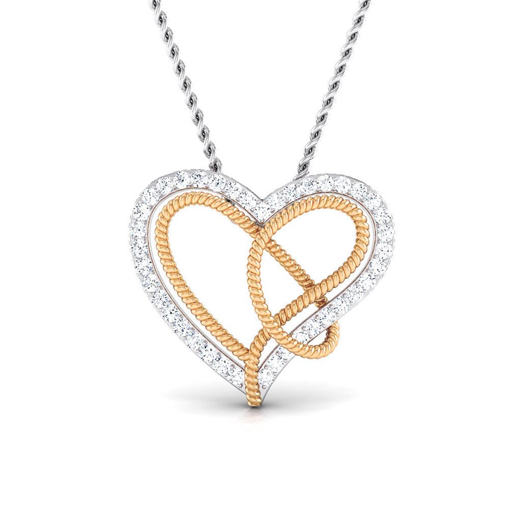 Jewelove™ Pendants Platinum & Gold Double Heart Pendant with Diamonds JL PT P 8084