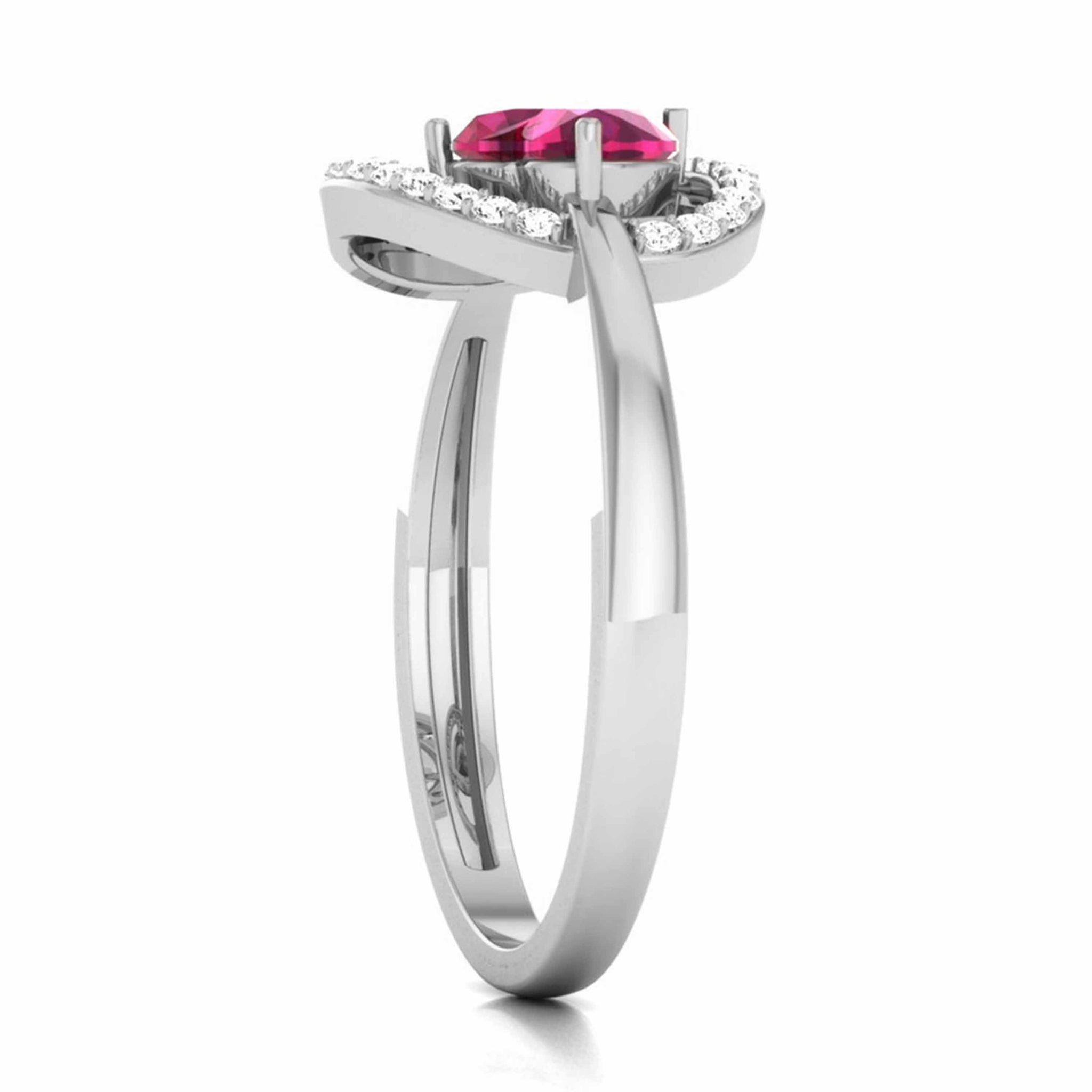 Jewelove™ Rings Platinum Heart Cut Ruby Diamond Ring for Women JL PT R8119