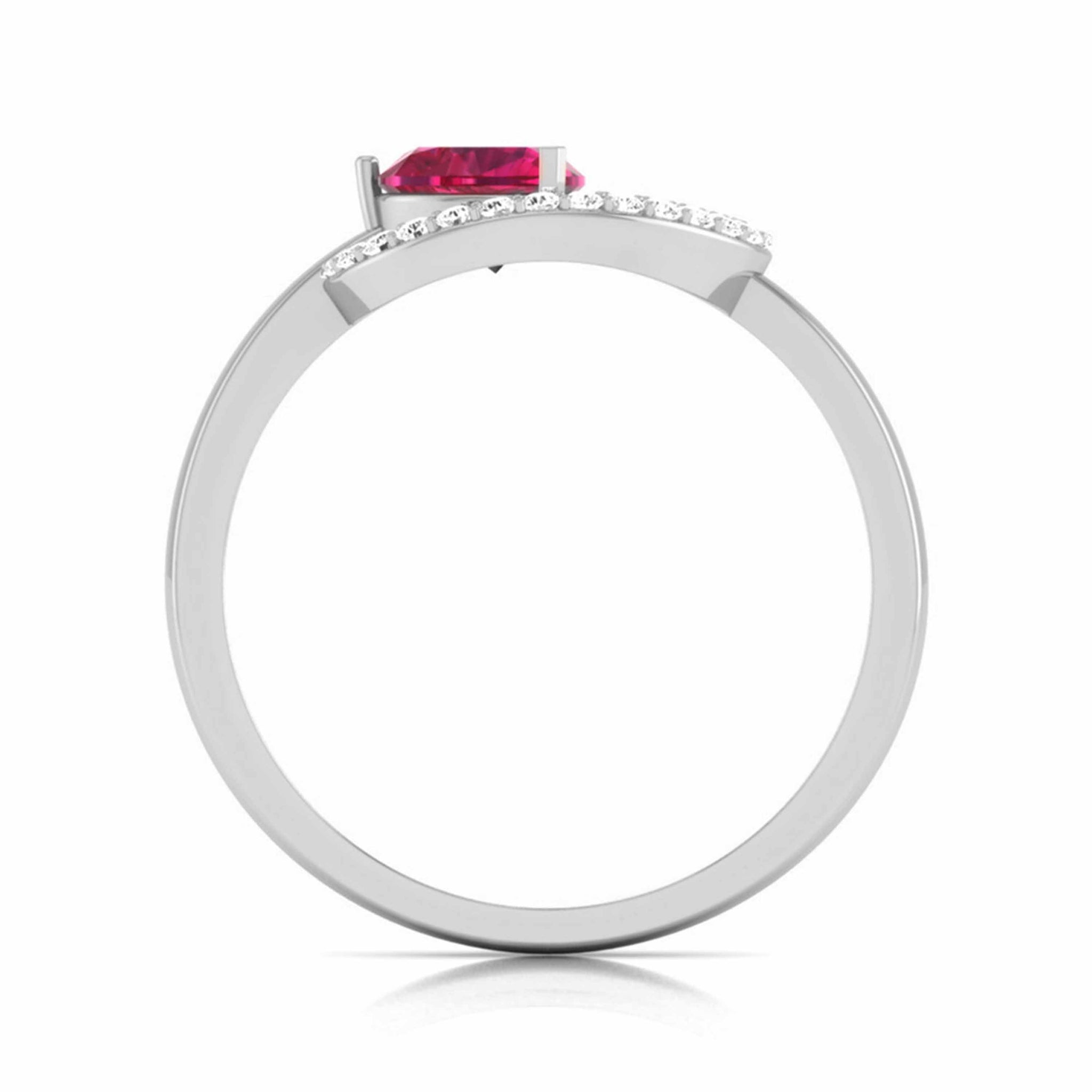 Jewelove™ Rings Platinum Heart Cut Ruby Diamond Ring for Women JL PT R8119