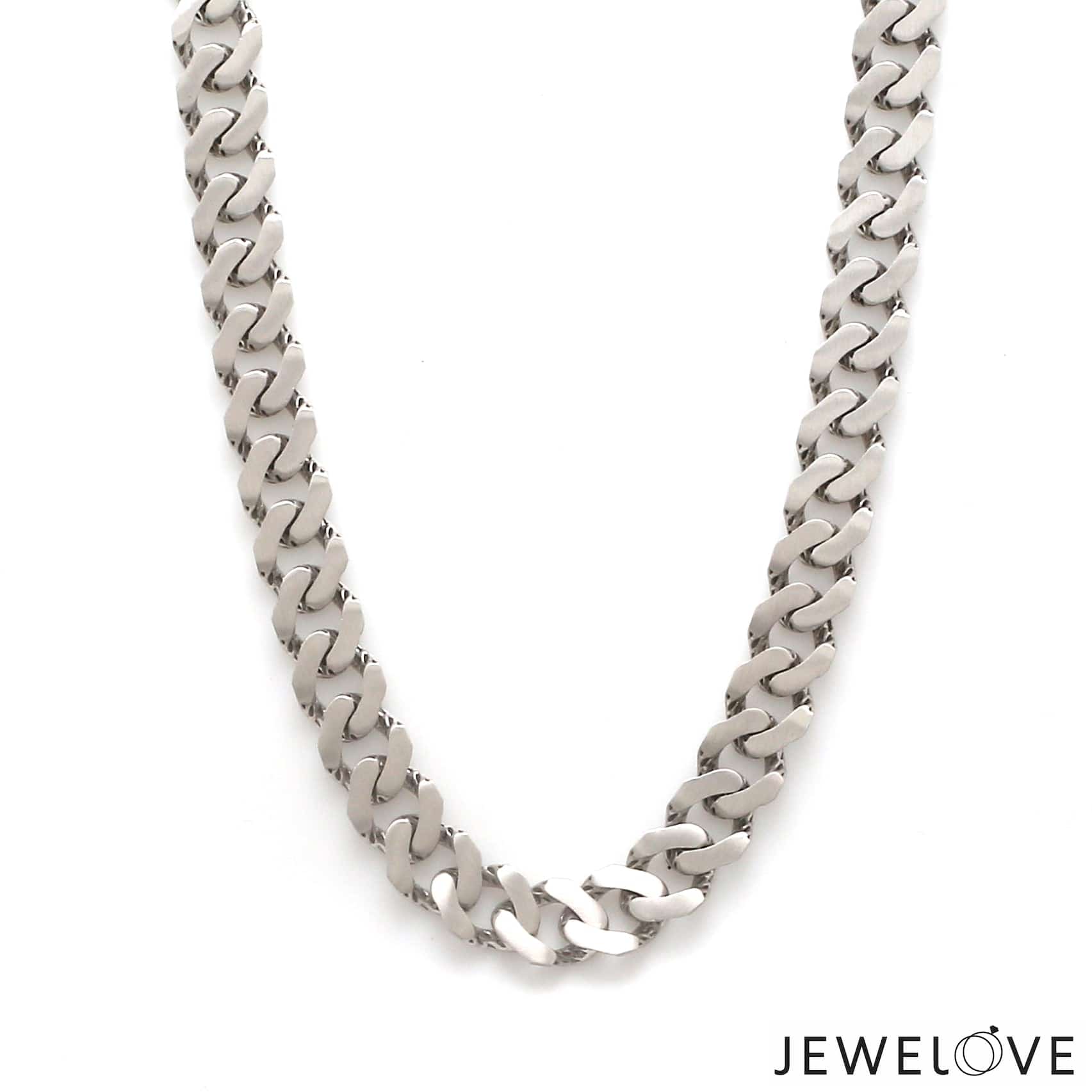 Jewelove™ Chains 22 inches Platinum Heavy Double Side Hi-Polish & Matte Finish Chain for Men JL PT CH 1227