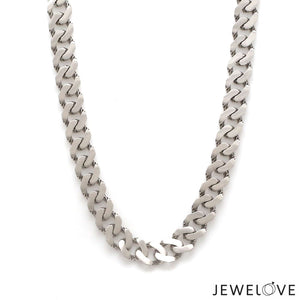 Jewelove™ Chains 22 inches Platinum Heavy Double Side Hi-Polish & Matte Finish Chain for Men JL PT CH 1227