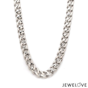 Jewelove™ Chains 22 inches Platinum Heavy Double Side Hi-Polish & Matte Finish Chain for Men JL PT CH 1227