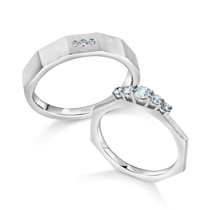 Jewelove™ Rings Both / SI IJ Platinum Love Bands Diamond Couple Rings JL PT 1258