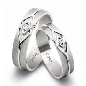 Jewelove™ Rings Platinum Love Bands with a Celtic Knot with Single Diamonds SJ PTO 217