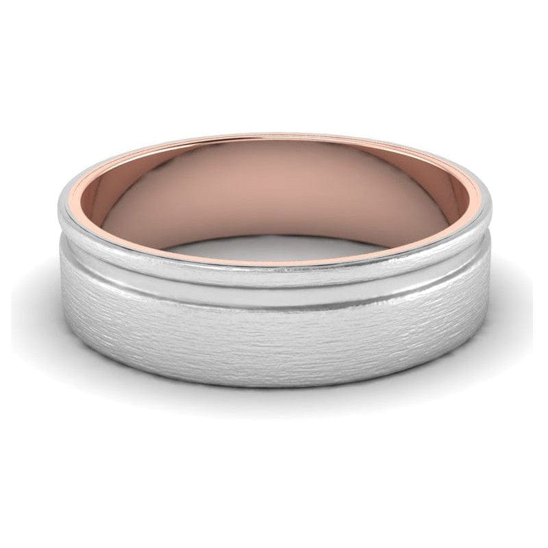 Jewelove™ Rings Platinum Love Bands with a Single Groove & Rose Gold Base JL PT 643