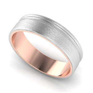 Jewelove™ Rings Platinum Love Bands with a Single Groove & Rose Gold Base JL PT 643