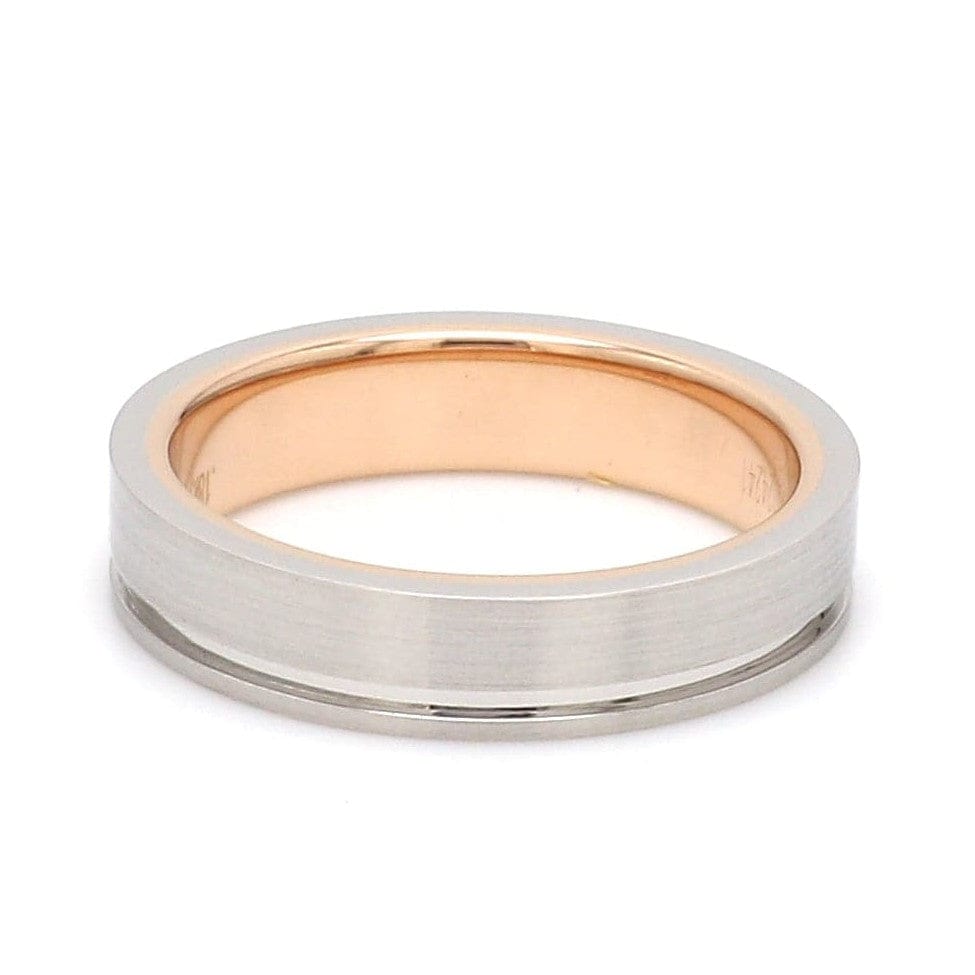 Jewelove™ Rings Platinum Love Bands with a Single Groove & Rose Gold Base JL PT 643