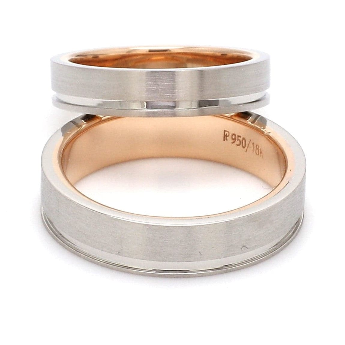 Jewelove™ Rings Platinum Love Bands with a Single Groove & Rose Gold Base JL PT 643